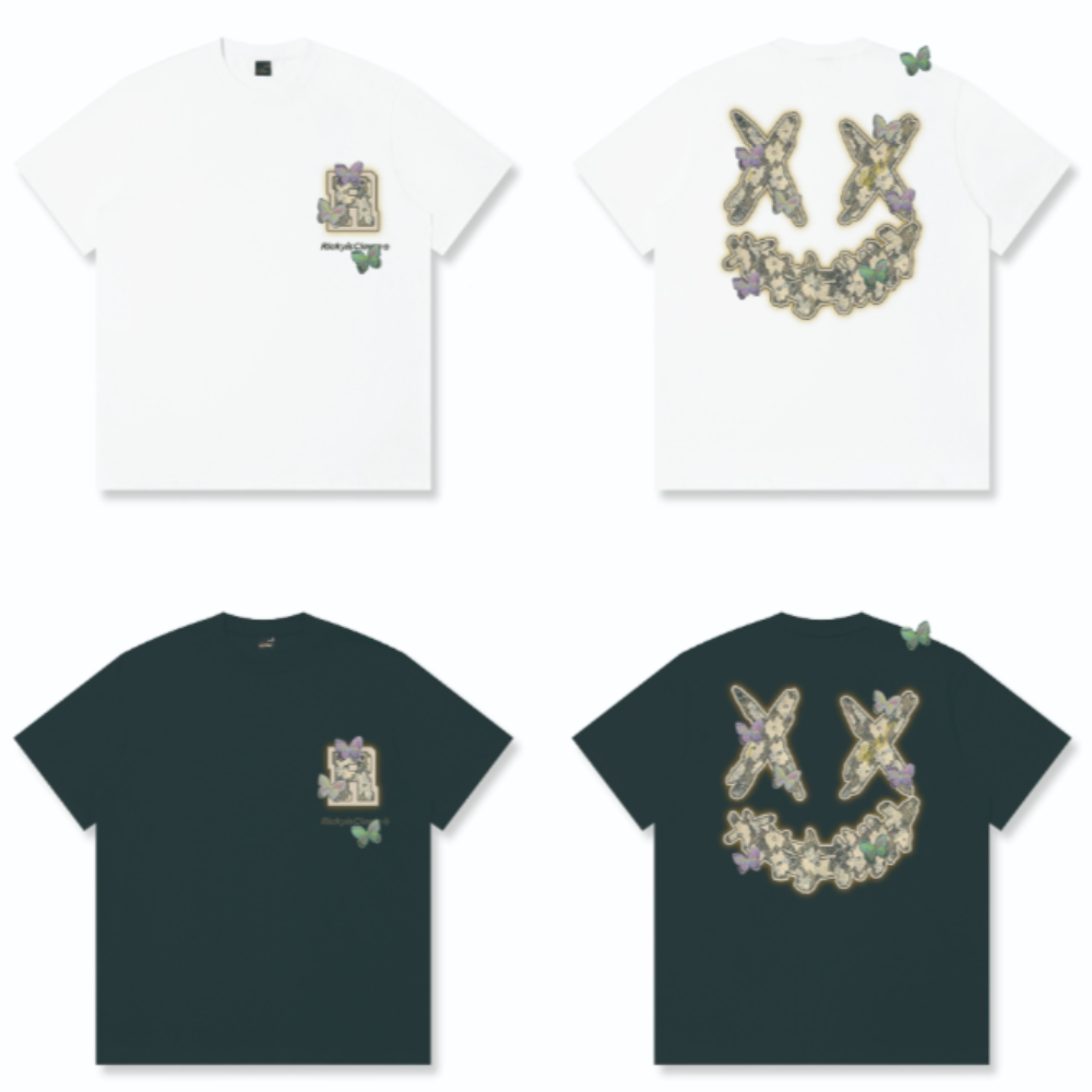 RickyisClown Colorful Butterfly Whisper Torn Smile Tee RIC彩蝶丝语撕裂笑脸短袖