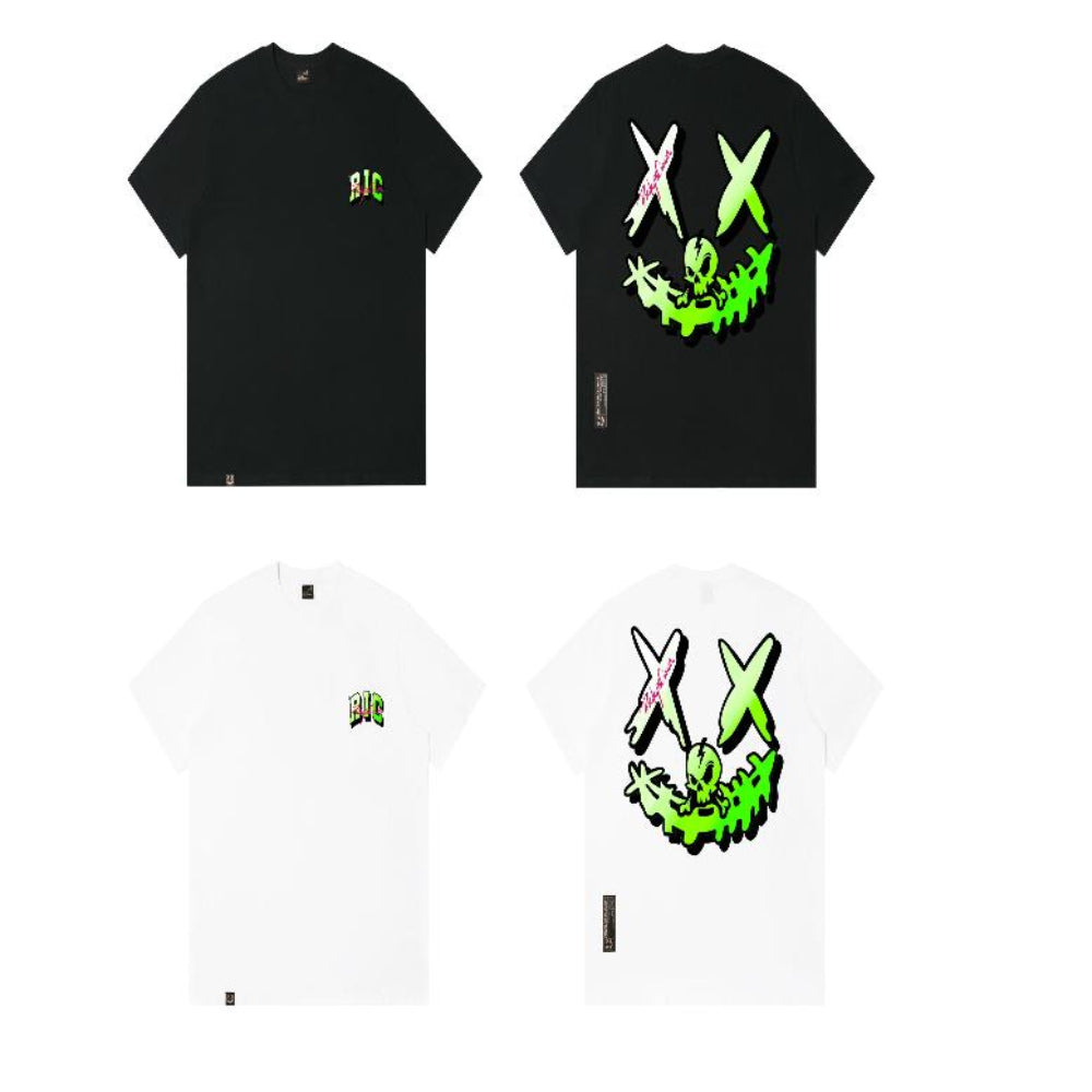 RickyisClown Glowing Skull Ripped Smiley Tee RIC荧光头骨撕裂笑脸短袖
