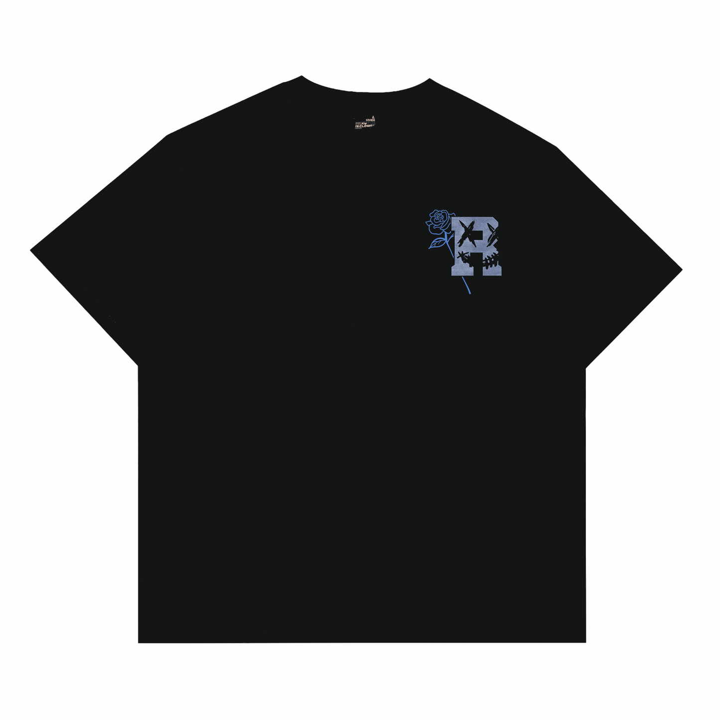 RIC Midnight Blue Rose Splatter Smiley Tee 午夜蓝玫瑰刷漆笑脸短袖