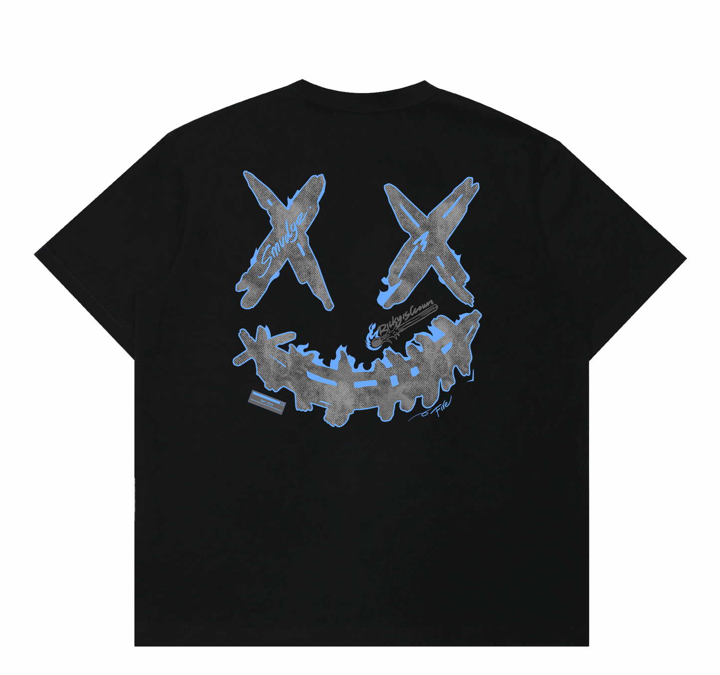 RIC Aqua Flame Splatter Smiley Tee 海蓝火焰刷漆笑脸短袖