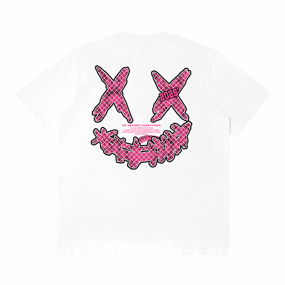 RIC Pink Serpent Net Ripped Smiley Tee 粉蛇之网撕裂笑脸短袖
