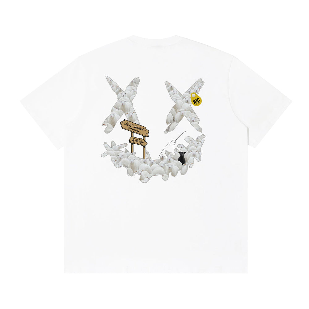 RIC"Black Sheep" Tee Lengan Pendek Smiley Koyak "Black Sheep"撕裂笑脸短袖