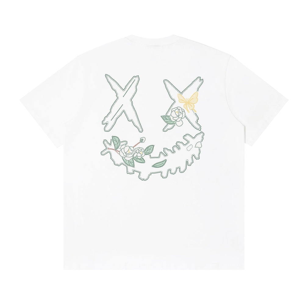 RickyisClown Camellia Sparkle Ripped Smiley Tee RIC山茶花语烫钻撕裂笑脸短袖