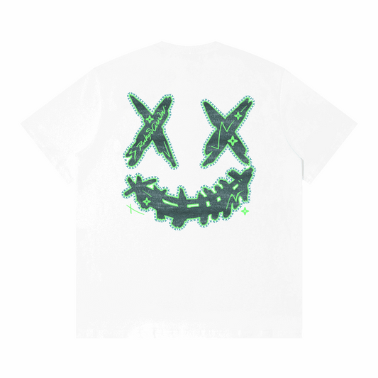 RickyisClown"Jade Radiance" Embroidered Ripped Smiley Tee  RIC“翡翠之芒”贴皮绣撕裂笑脸短袖