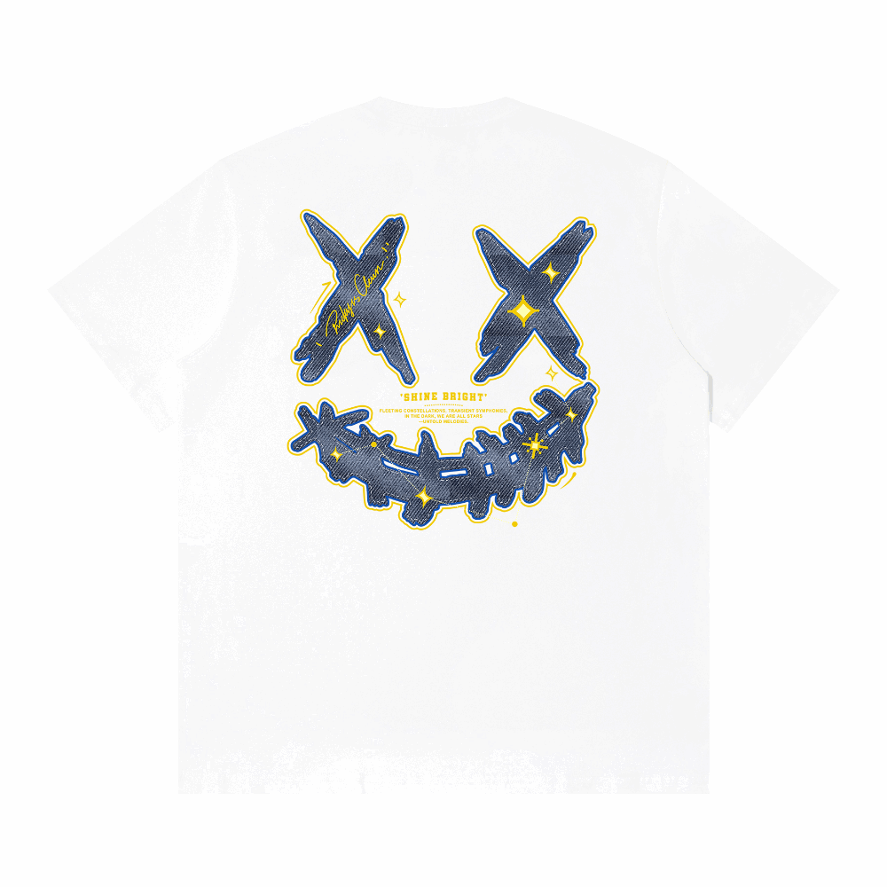 RickyisClown"Starburst Blue" Embroidered Ripped Smiley Tee RIC“蔚蓝星爆”贴皮绣撕裂笑脸短袖