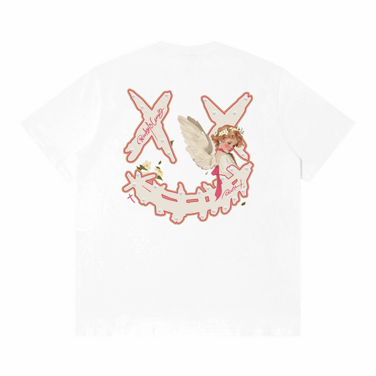 RickyisClown"TEARS OF GLORY" Pearl-Embroidered Smiley Tee   RIC"荣光之泪"珍珠绣撕裂笑脸短袖