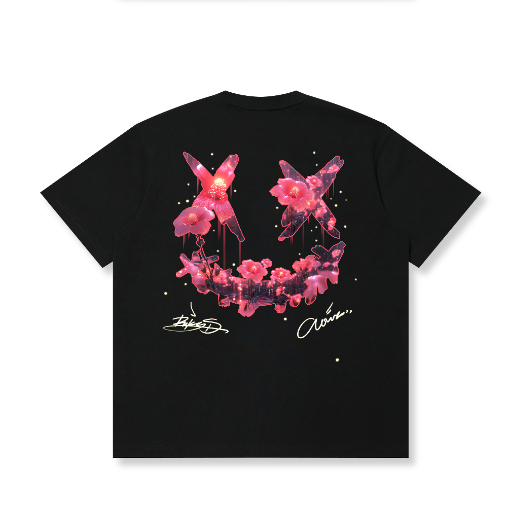 RickyisClown Crystal Sakura Torn Smile Tee RIC水晶樱花撕裂笑脸短袖
