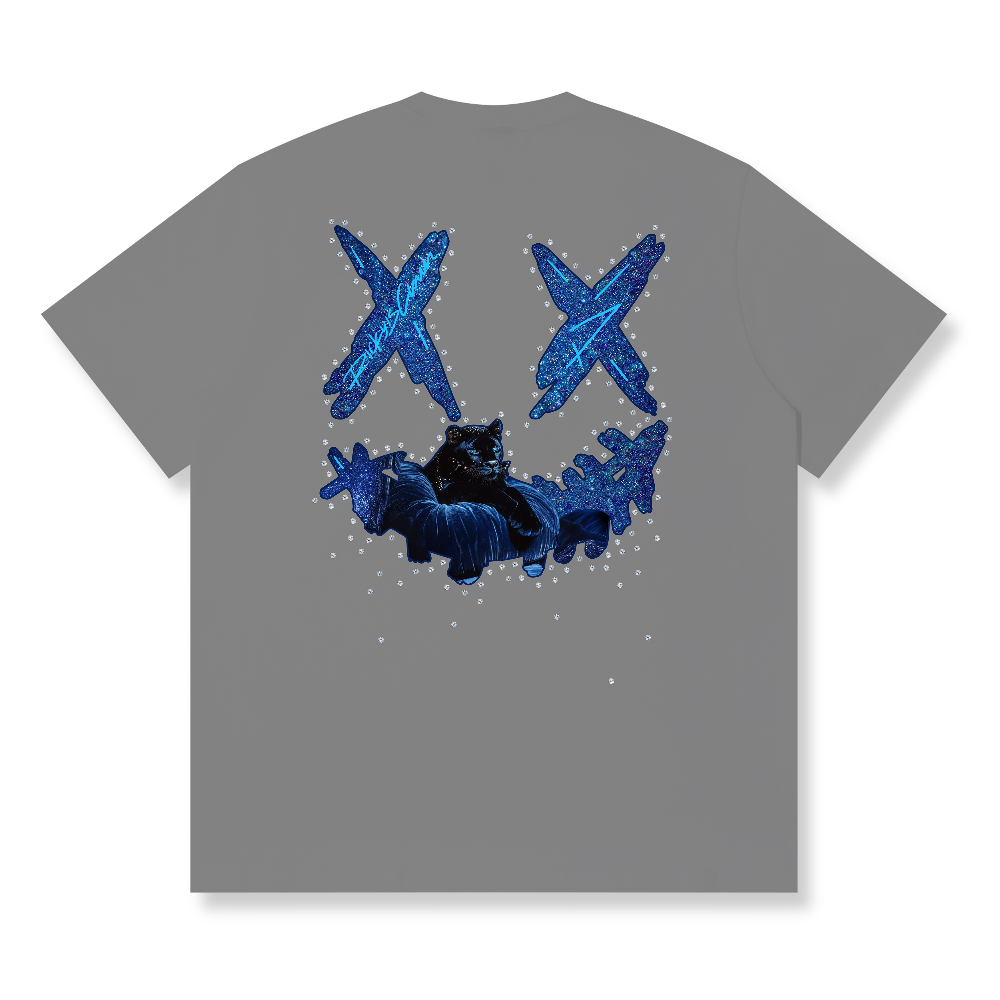 RickyisClownShadow Panther Torn Smile Tee RIC幽蓝黑豹撕裂笑脸短袖