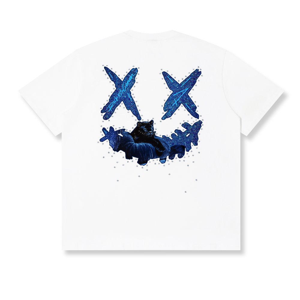 RickyisClownShadow Panther Torn Smile Tee RIC幽蓝黑豹撕裂笑脸短袖