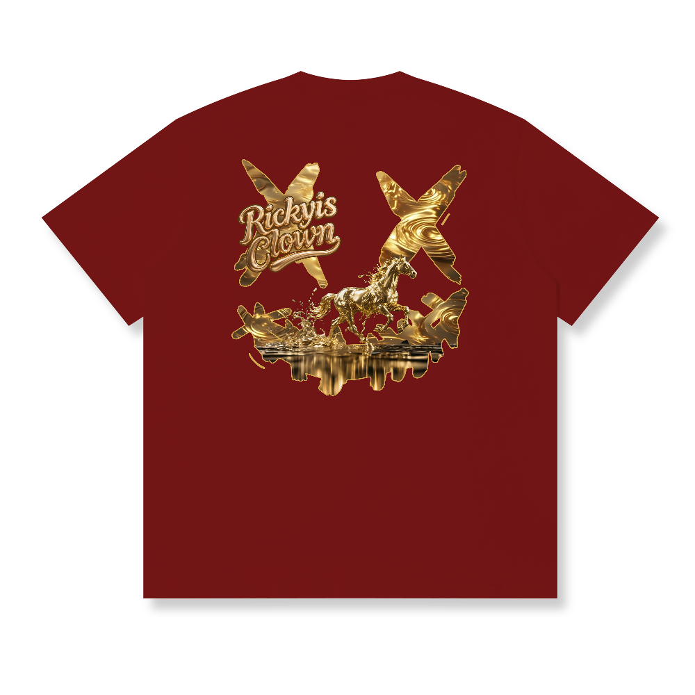 RickyisClown Gilded Horse Torn Smile Tee RIC鎏金之马撕裂笑脸短袖