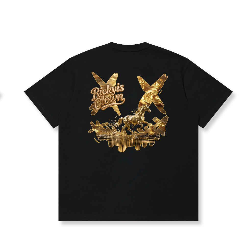 RickyisClown Gilded Horse Torn Smile Tee RIC鎏金之马撕裂笑脸短袖