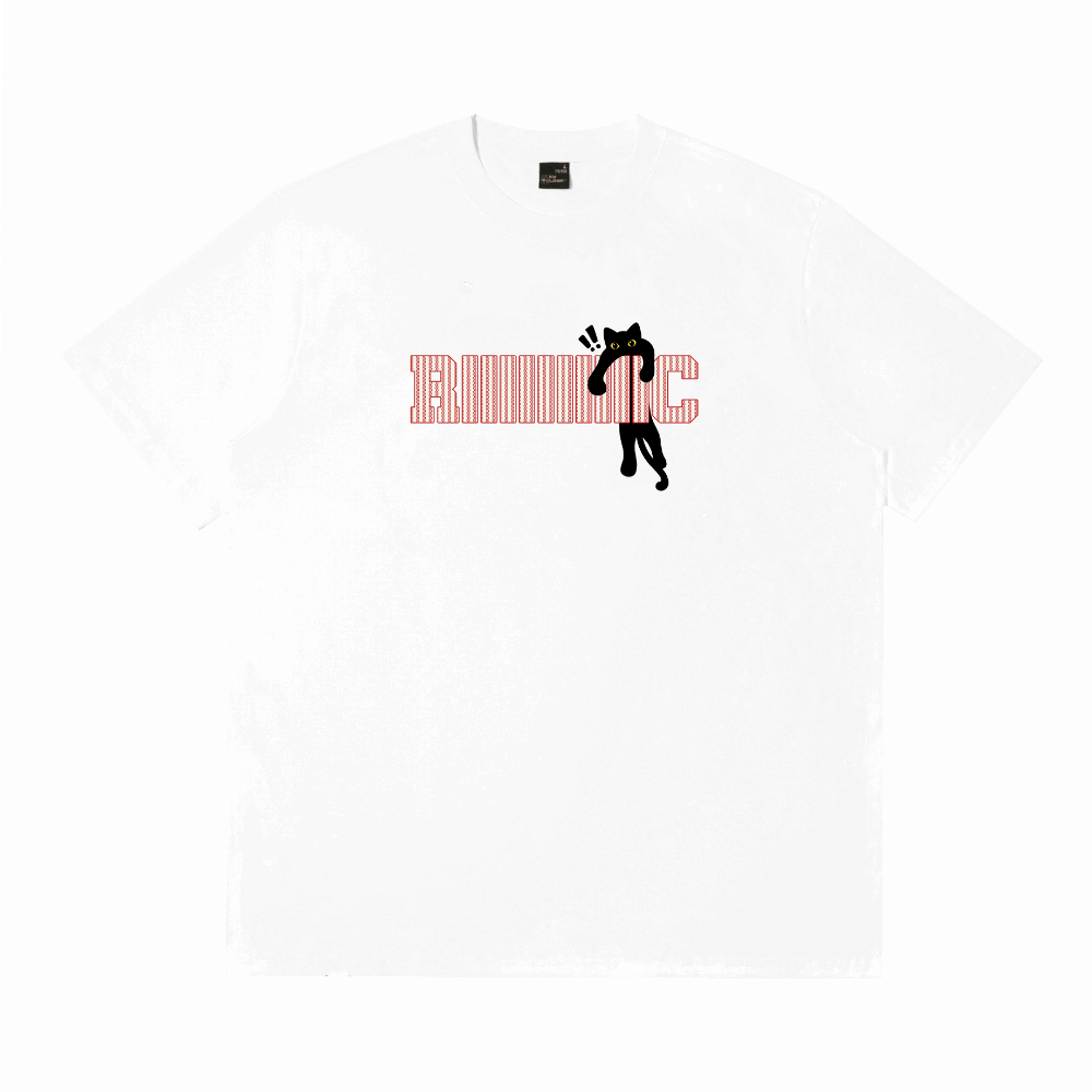 RickyisClown Tabby Cat Ripped Smiley Tee RIC条纹猫撕裂笑脸短袖