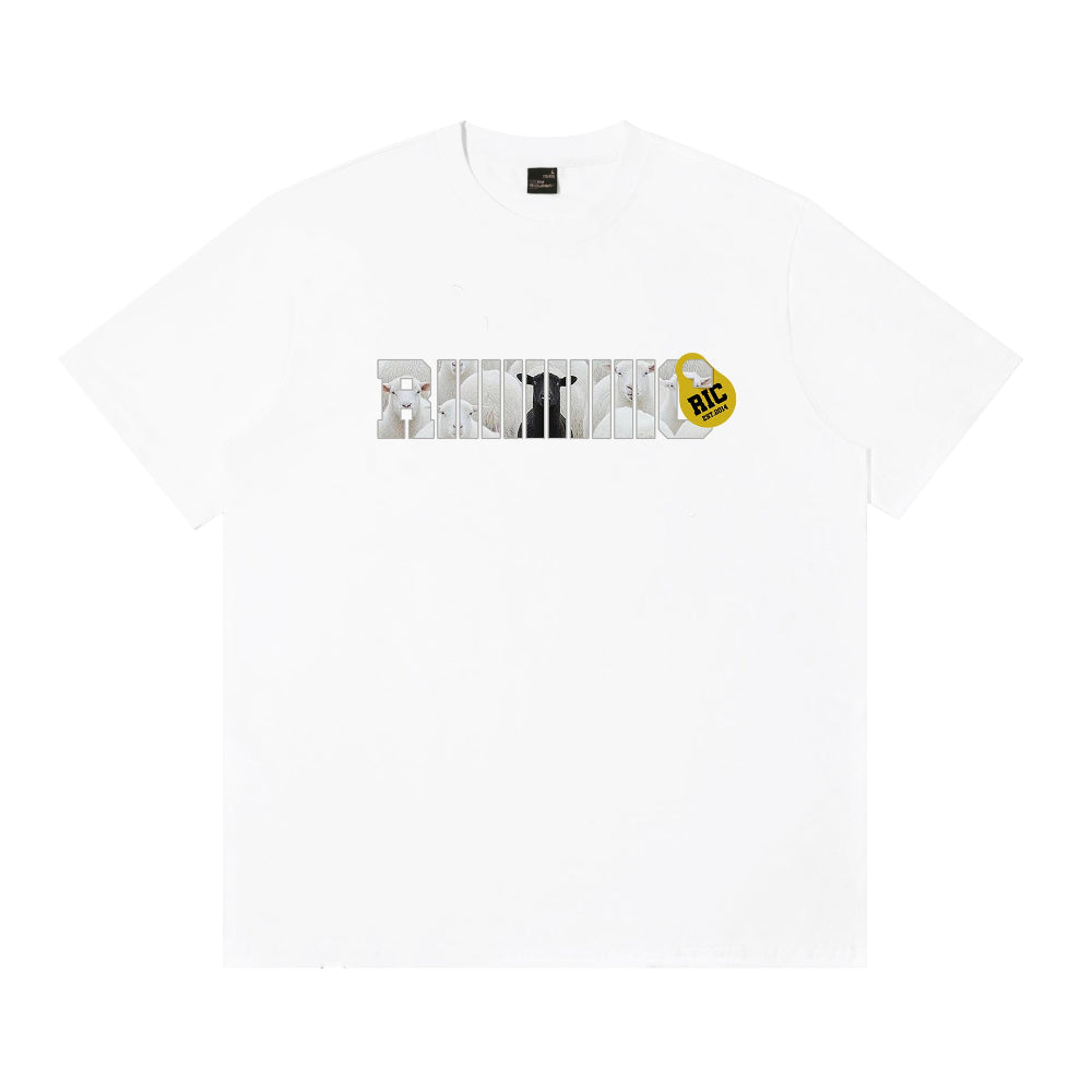 RIC"Black Sheep" Tee Lengan Pendek Smiley Koyak "Black Sheep"撕裂笑脸短袖