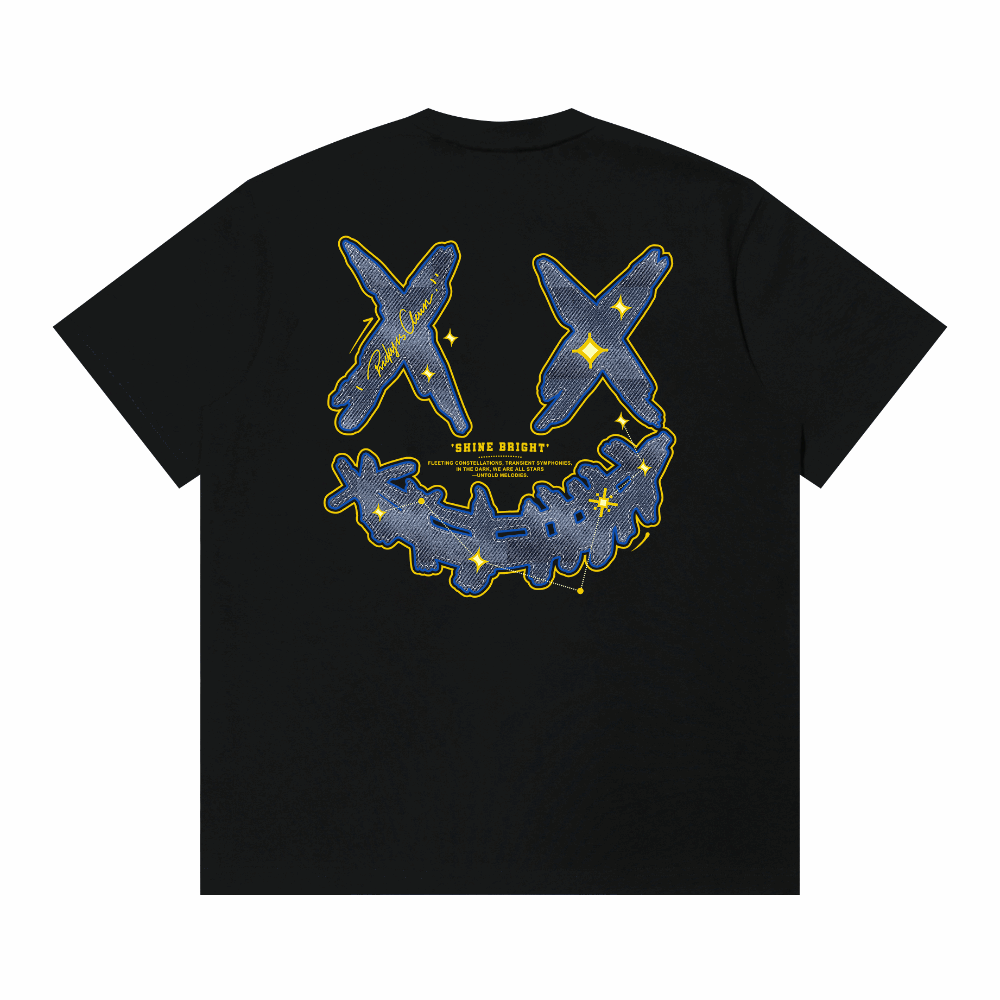 RickyisClown"Starburst Blue" Embroidered Ripped Smiley Tee RIC“蔚蓝星爆”贴皮绣撕裂笑脸短袖