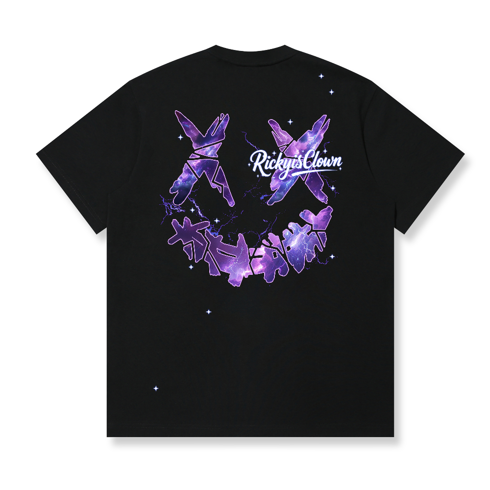 RickyisClown Cosmic Violet Torn Smile Tee RIC紫电星空撕裂笑脸短袖