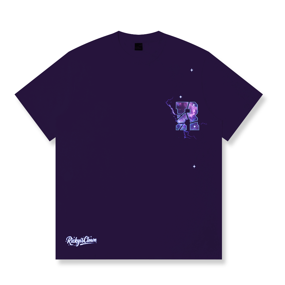 RickyisClown Cosmic Violet Torn Smile Tee RIC紫电星空撕裂笑脸短袖