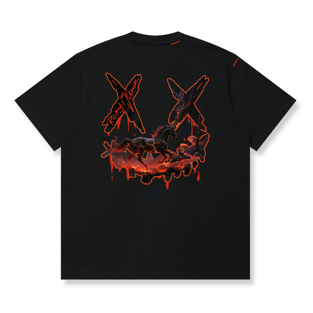 RickyisClown Inferno Black Horse Torn Smile Tee RIC熔浆黑马撕裂笑脸短袖