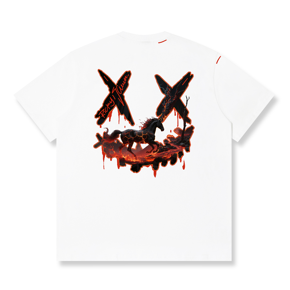 RickyisClown Inferno Black Horse Torn Smile Tee RIC熔浆黑马撕裂笑脸短袖