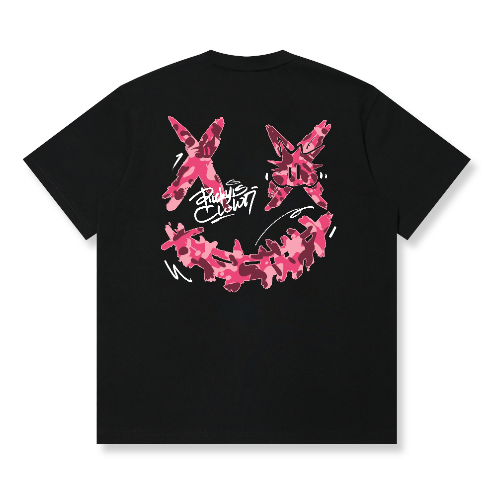 RickyisClown Pink Camouflage Torn Smile T-Shirt – Pineapple Exclusive RIC粉色迷彩纹撕裂笑脸短袖(菠萝头限定)