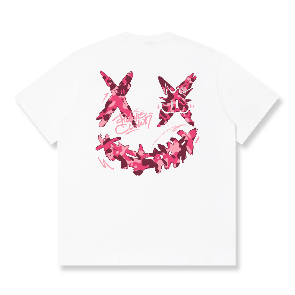 RickyisClown Pink Camouflage Torn Smile T-Shirt – Pineapple Exclusive RIC粉色迷彩纹撕裂笑脸短袖(菠萝头限定)