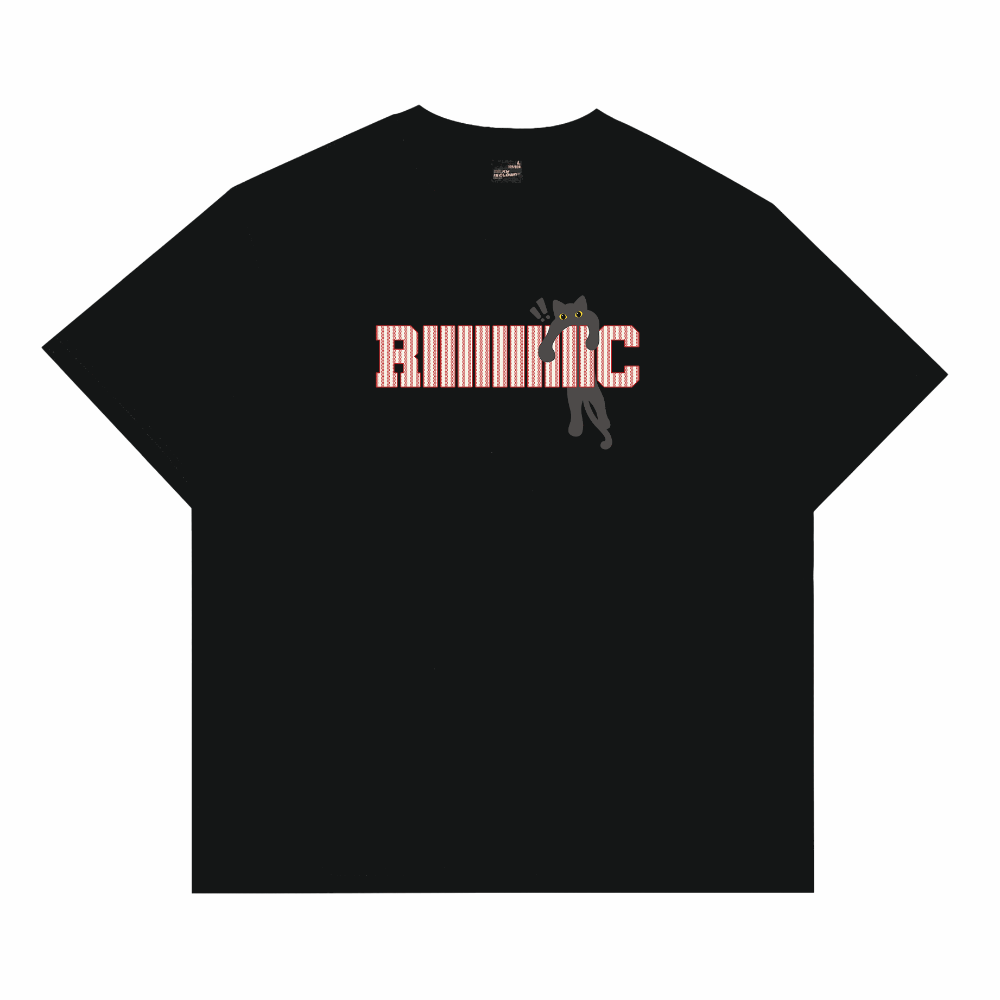 RickyisClown Tabby Cat Ripped Smiley Tee RIC条纹猫撕裂笑脸短袖