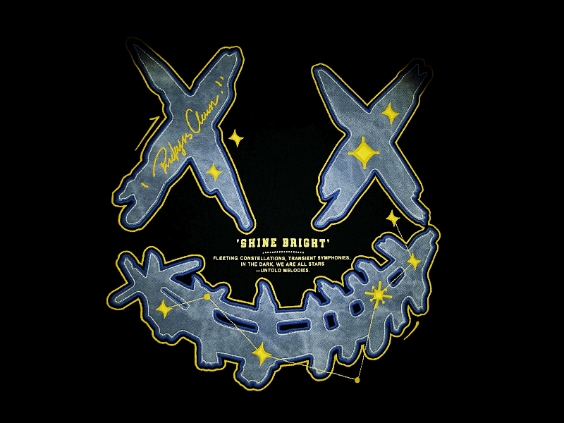 RickyisClown"Starburst Blue" Embroidered Ripped Smiley Tee RIC“蔚蓝星爆”贴皮绣撕裂笑脸短袖