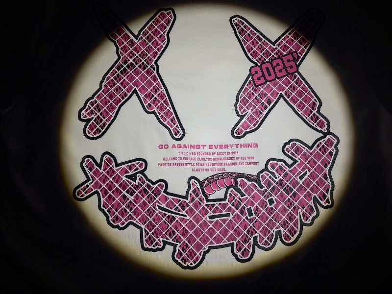 RIC Pink Serpent Net Ripped Smiley Tee 粉蛇之网撕裂笑脸短袖