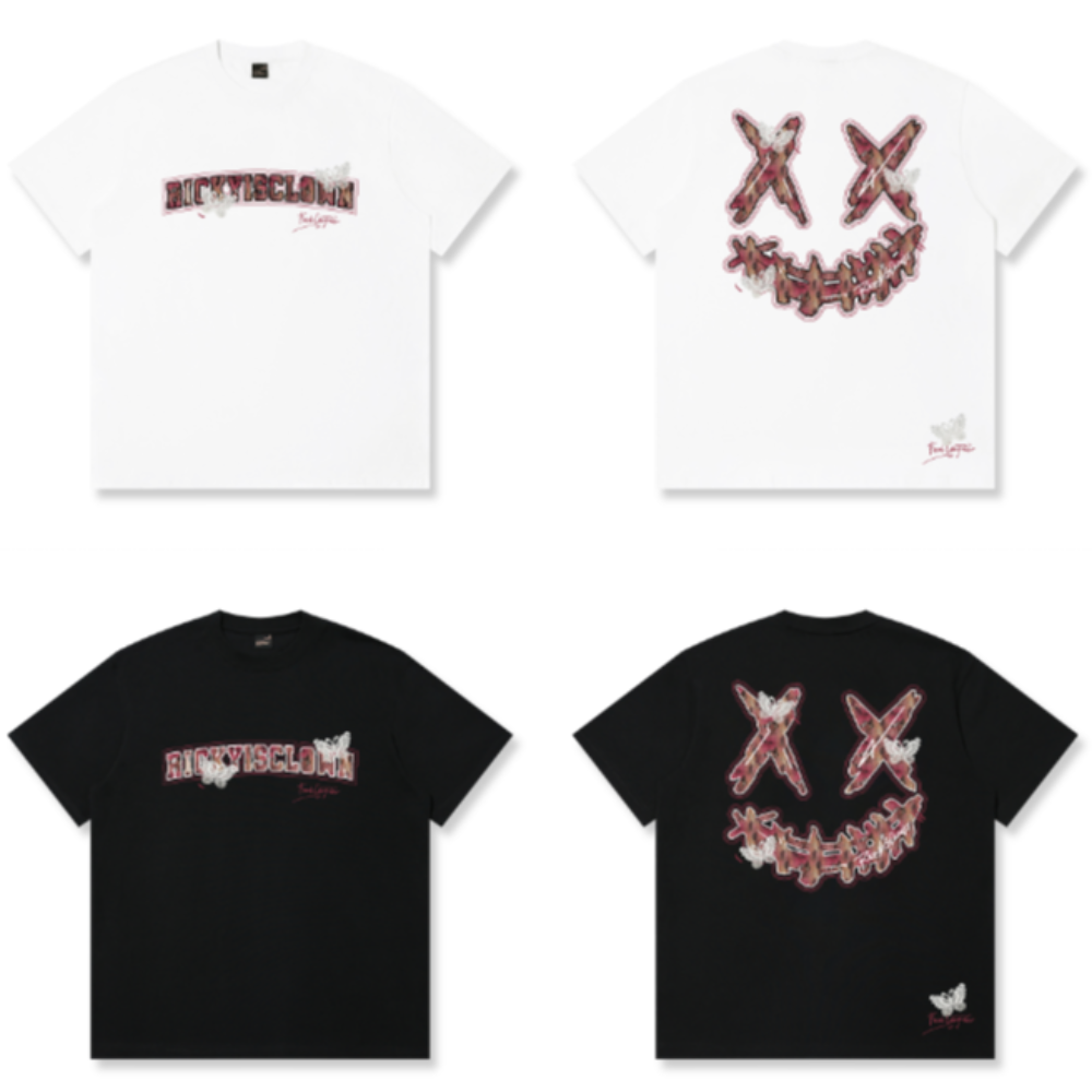 RickyisClown Scorched Flame Torn Smile Tee RIC火烧之色撕裂笑脸短袖