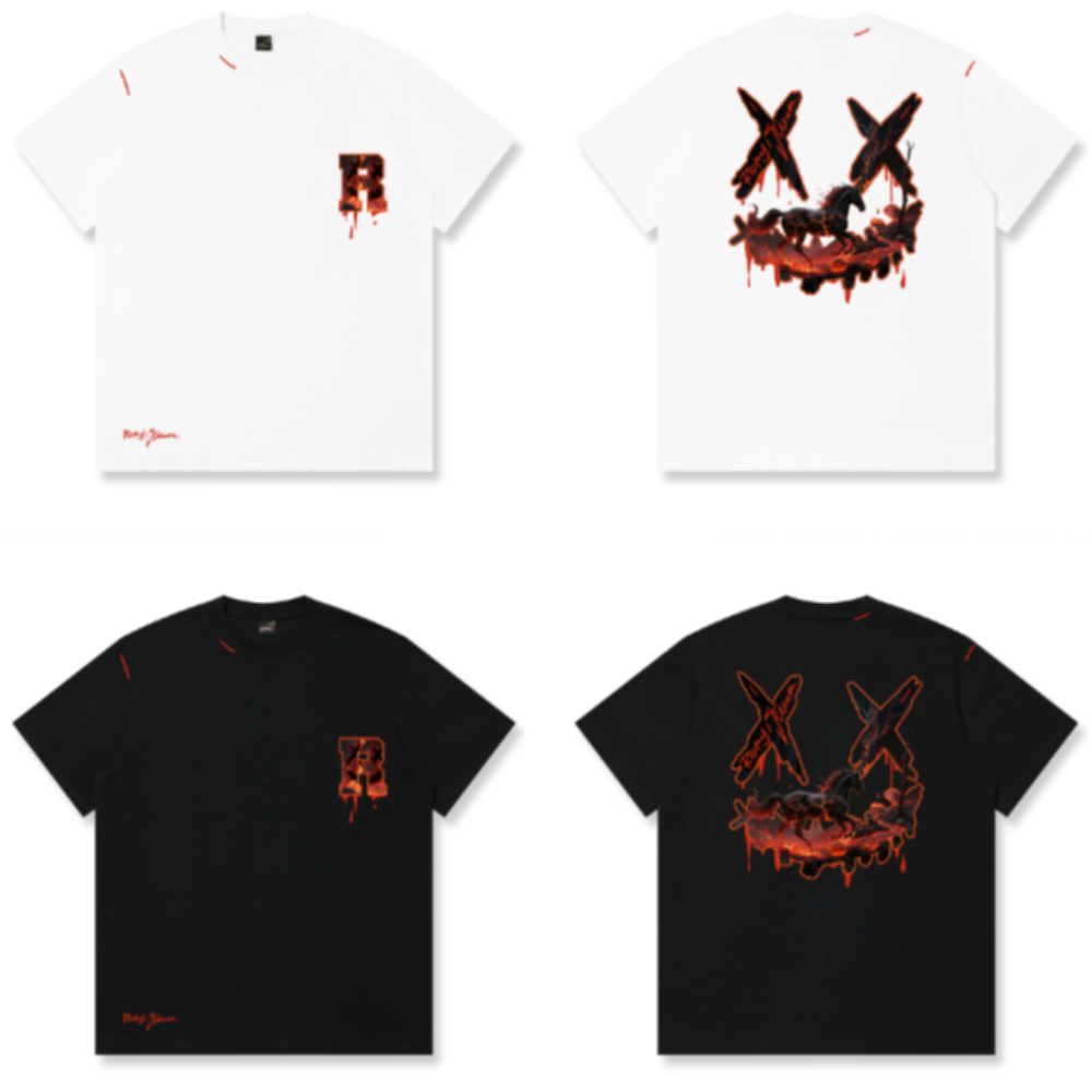 RickyisClown Inferno Black Horse Torn Smile Tee RIC熔浆黑马撕裂笑脸短袖