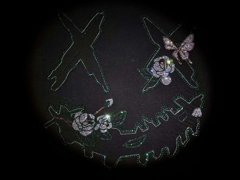 RickyisClown Camellia Sparkle Ripped Smiley Tee RIC山茶花语烫钻撕裂笑脸短袖