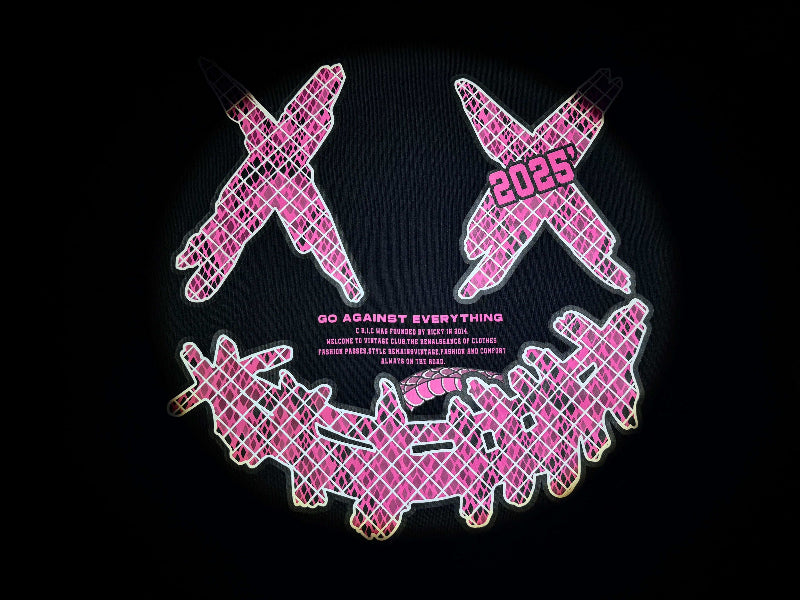 RIC Pink Serpent Net Ripped Smiley Tee 粉蛇之网撕裂笑脸短袖
