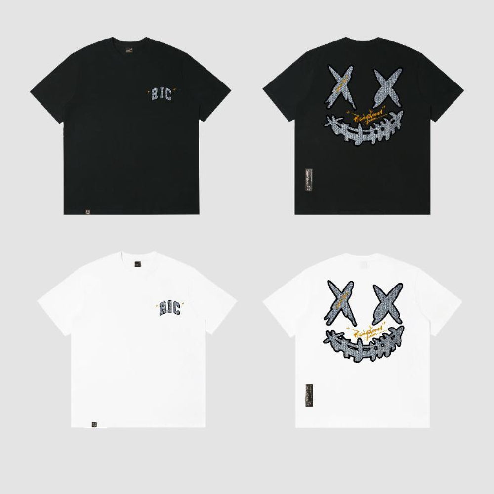 RickyisClown Blue Spotted Ripped Smiley Tee RIC蓝皮斑点撕裂笑脸短袖