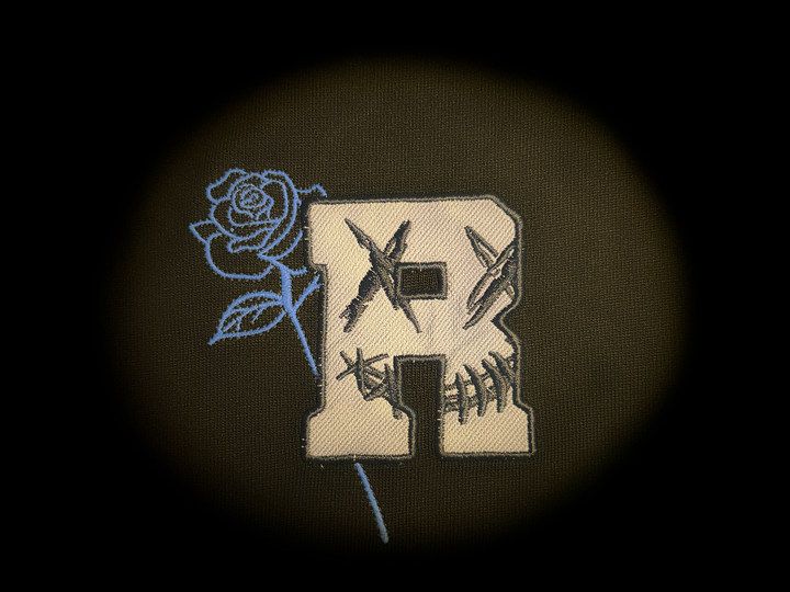 RIC Midnight Blue Rose Splatter Smiley Tee 午夜蓝玫瑰刷漆笑脸短袖