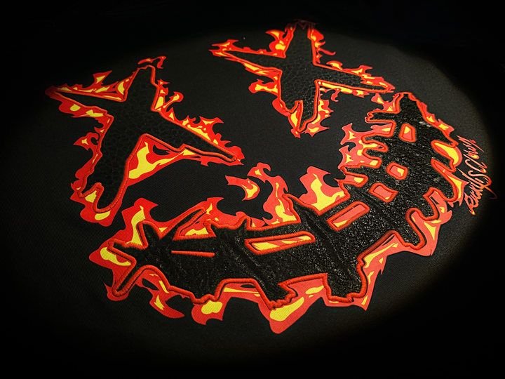 RickyisClownBlazing Inferno Splatter Smiley Tee RIC熊熊烈焰刷漆笑脸短袖