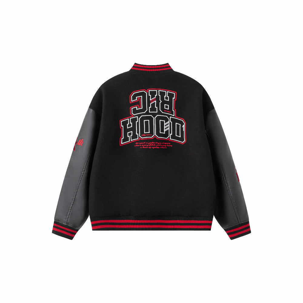 BLACK RickyisClown Richood Lightweight Chenille Varsity Jacket (No Padding)