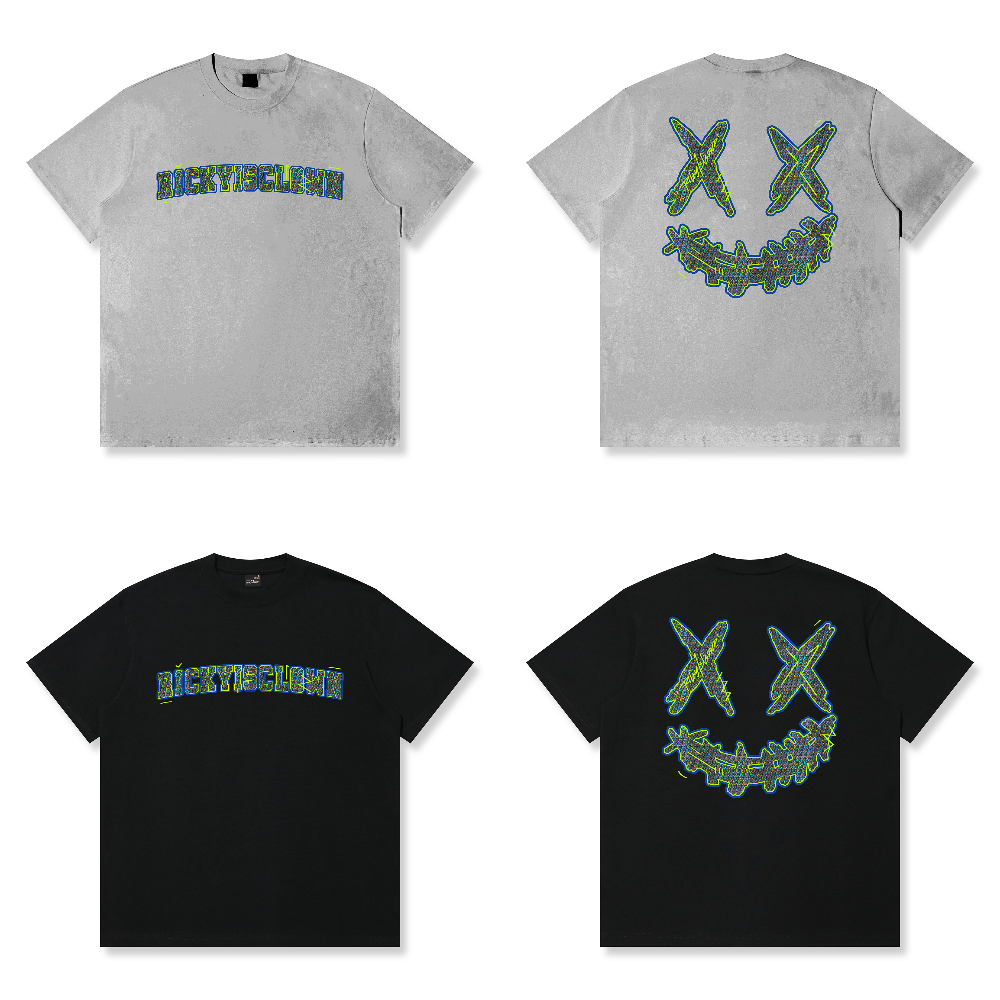 RickyisClown "Neon Phantom" Patchwork Ripped Smiley Tee RIC幽绿光影 贴布绣撕裂笑脸短袖