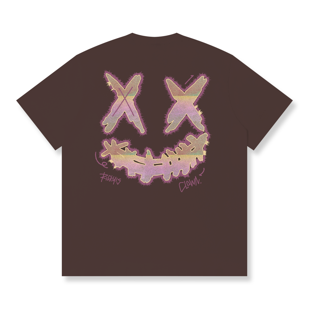 RickyisClown"Pink Riot" Patchwork Ripped Smiley Tee RIC粉红放射波 贴布绣撕裂笑脸短袖