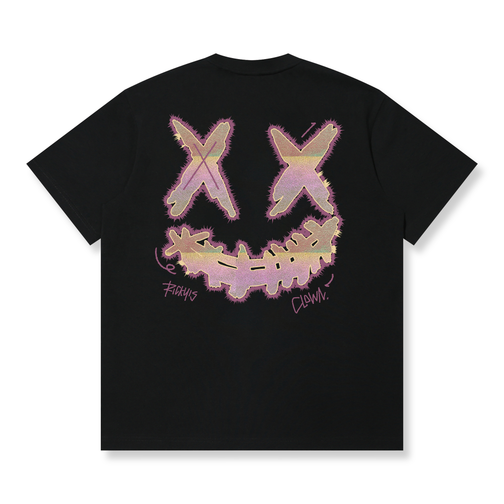 RickyisClown"Pink Riot" Patchwork Ripped Smiley Tee RIC粉红放射波 贴布绣撕裂笑脸短袖