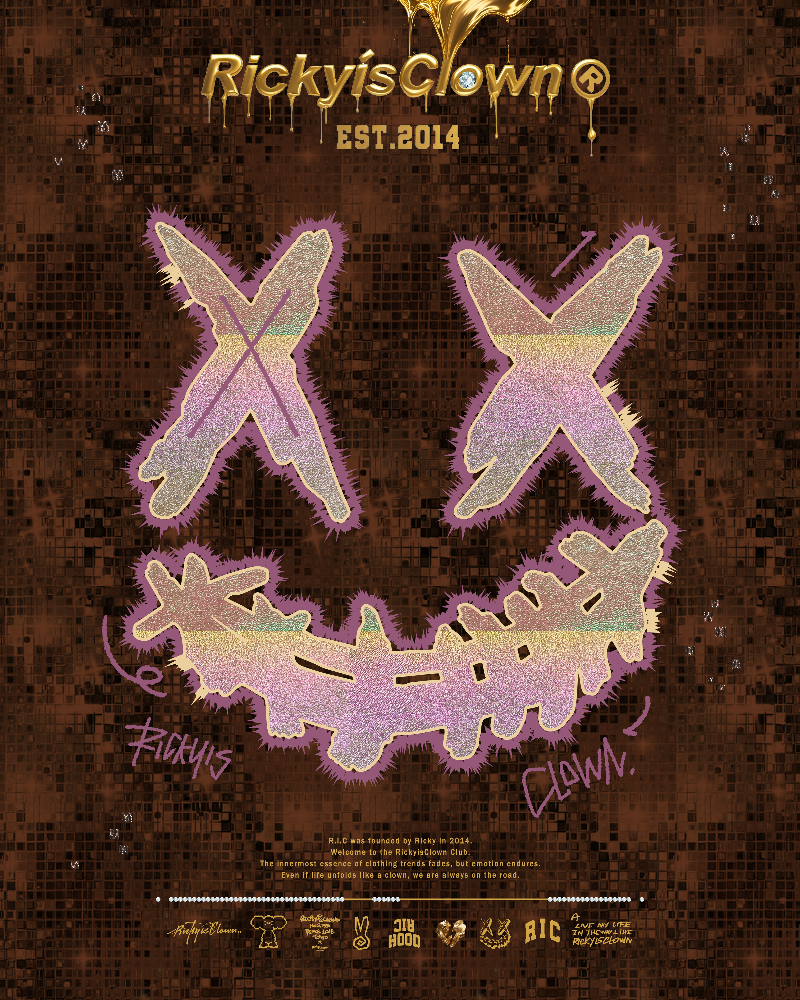 RickyisClown"Pink Riot" Patchwork Ripped Smiley Tee RIC粉红放射波 贴布绣撕裂笑脸短袖