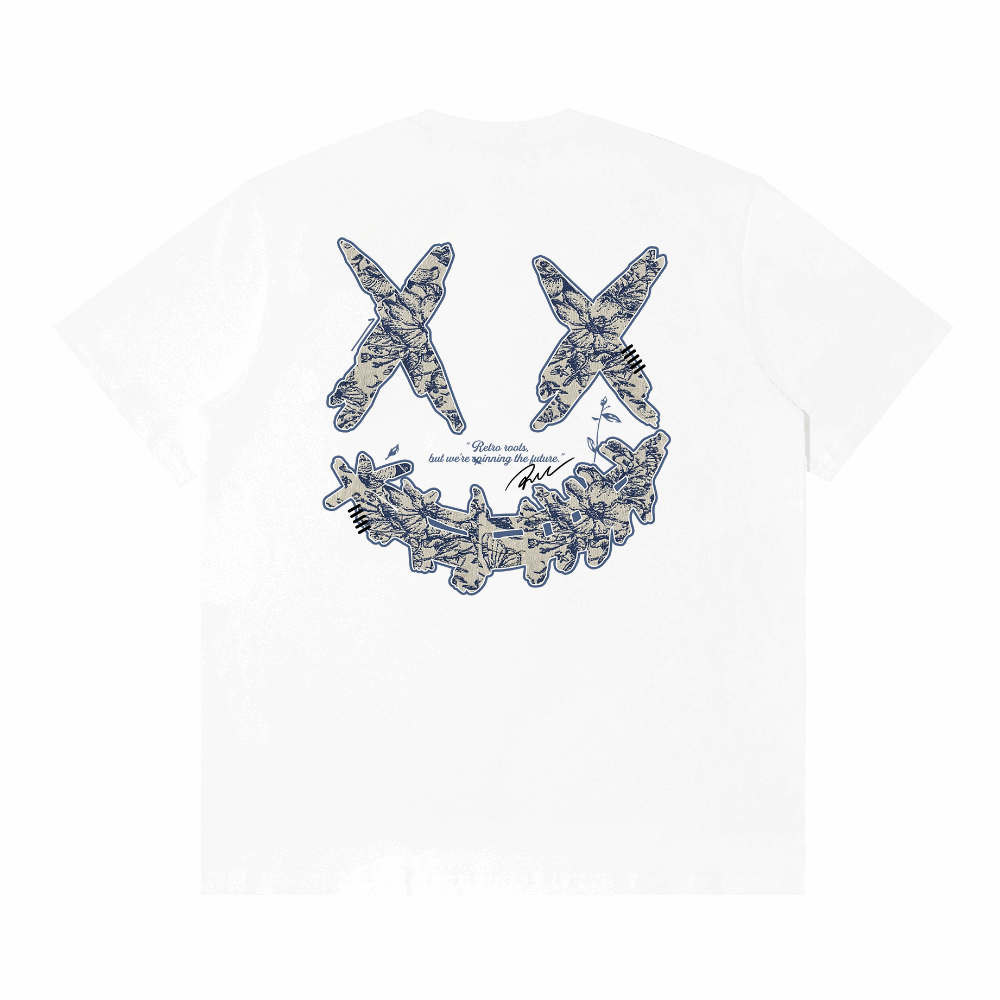 RIC"Blue and White Porcelain"Embroidered Patch Smiley Tee“青花瓷”贴布绣笑脸短袖