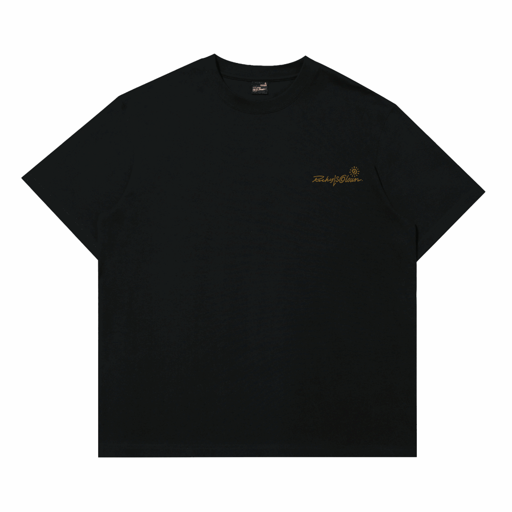 RIC "Gilded Frame" Leather Patch Smiley Tee ''沙金画框“贴皮绣笑脸短袖