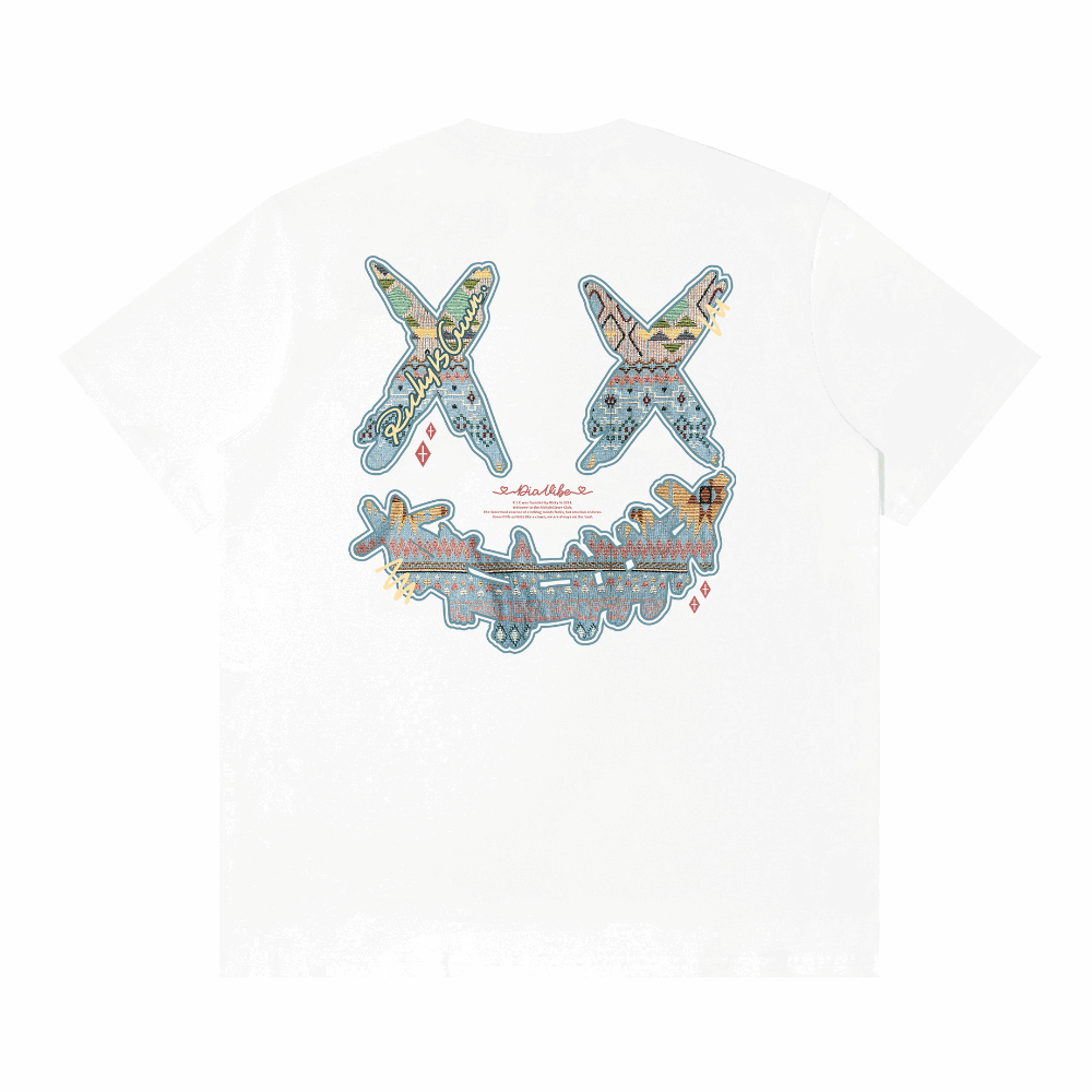 RIC "Sky Tribe" Embroidered Patch Smiley Tee “天蓝部落”贴布绣绣笑脸短袖