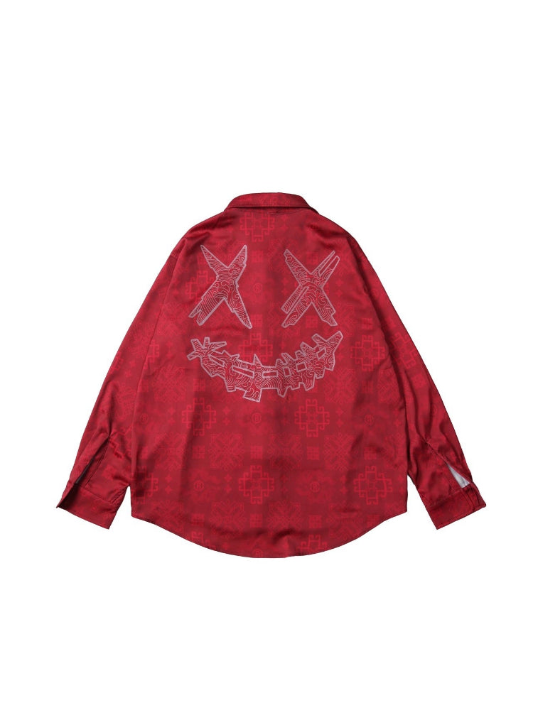RickyisClown 2024 Year of the Dragon Tang Suit Shirt RIC龙年限定唐装长袖撕裂笑脸衬衫