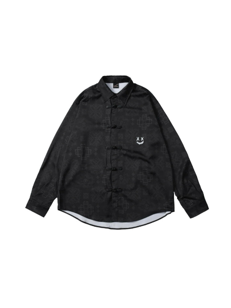 RickyisClown 2024 Year of the Dragon Tang Suit Shirt RIC龙年限定唐装长袖撕裂笑脸衬衫