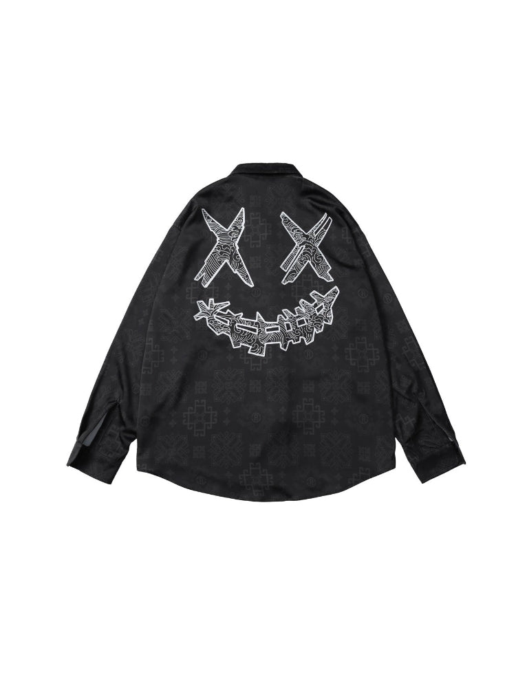 RickyisClown 2024 Year of the Dragon Tang Suit Shirt RIC龙年限定唐装长袖撕裂笑脸衬衫