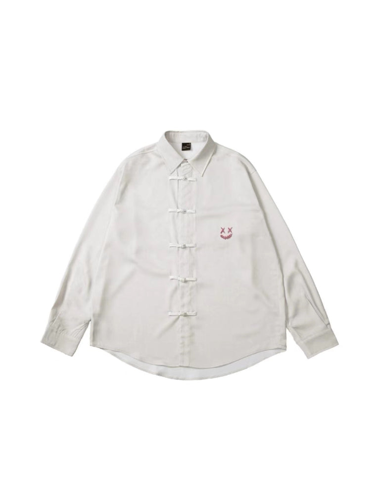 RickyisClown 2024 Year of the Dragon Tang Suit Shirt RIC龙年限定唐装长袖撕裂笑脸衬衫
