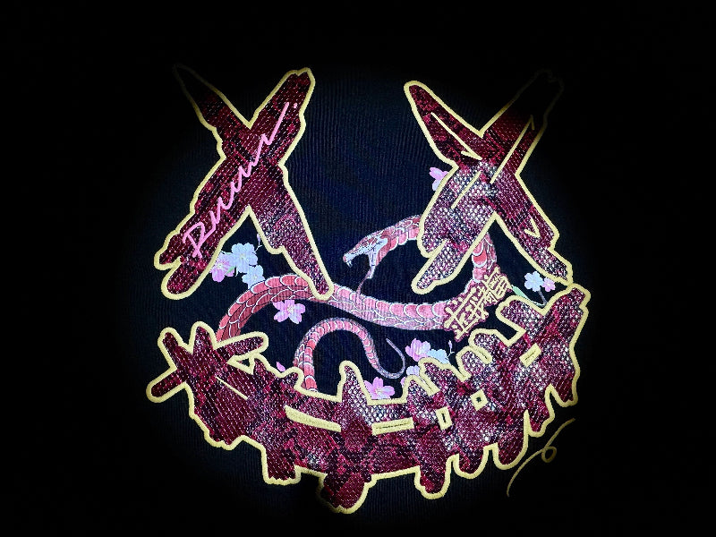 RickyisClown "Golden Serpent" Leather Patch Smiley Tee RIC“金红蛇舞”贴皮绣笑脸短袖