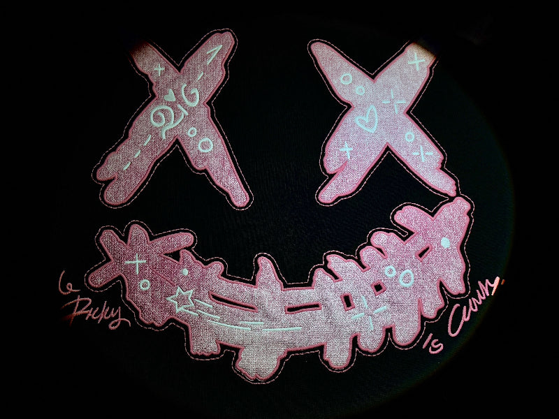 RickyisClown "Peach Graffiti" Leather Patch Smiley Tee RIC“桃红涂鸦”贴皮绣笑脸短袖