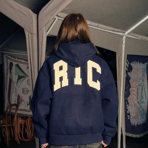 BLUE RickyisClown Vintage Flocked Varsity Jacket