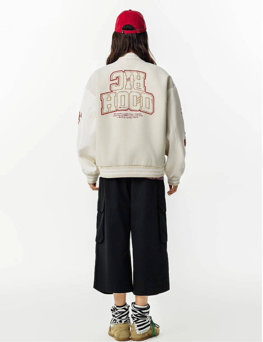 WHITE RickyisClown Richood Lightweight Chenille Varsity Jacket (No Padding)